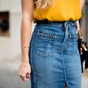 7 For All Mankind Denim Braided Denim Skirt